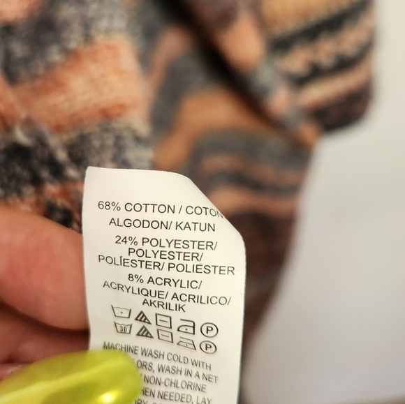 Lucky Brand Open Front Long Sleeve Cardigan Sweater Cotton Pink Blue Fair isle - Picture 6 of 8